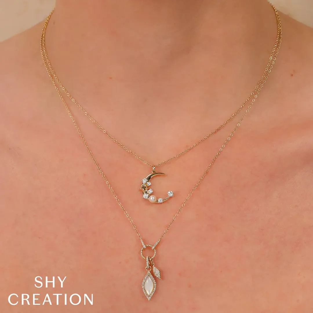 0.30 ctw Diamond Moon & Star Pendant Necklace