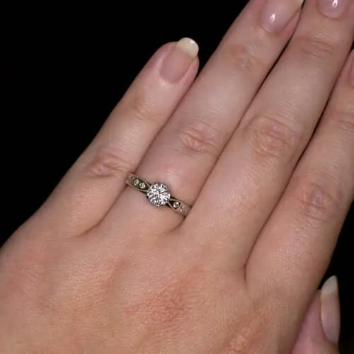1.2ct NATURAL ROUND BRILLIANT CUT F Si2 DIAMOND BURNISH ENGAGEMENT RING 1.25ct