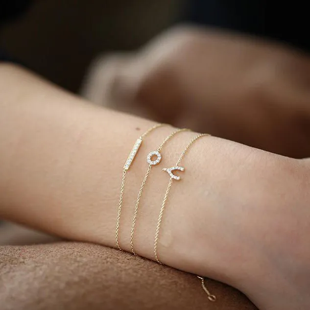 14K Diamond Wishbone Charm Bracelet