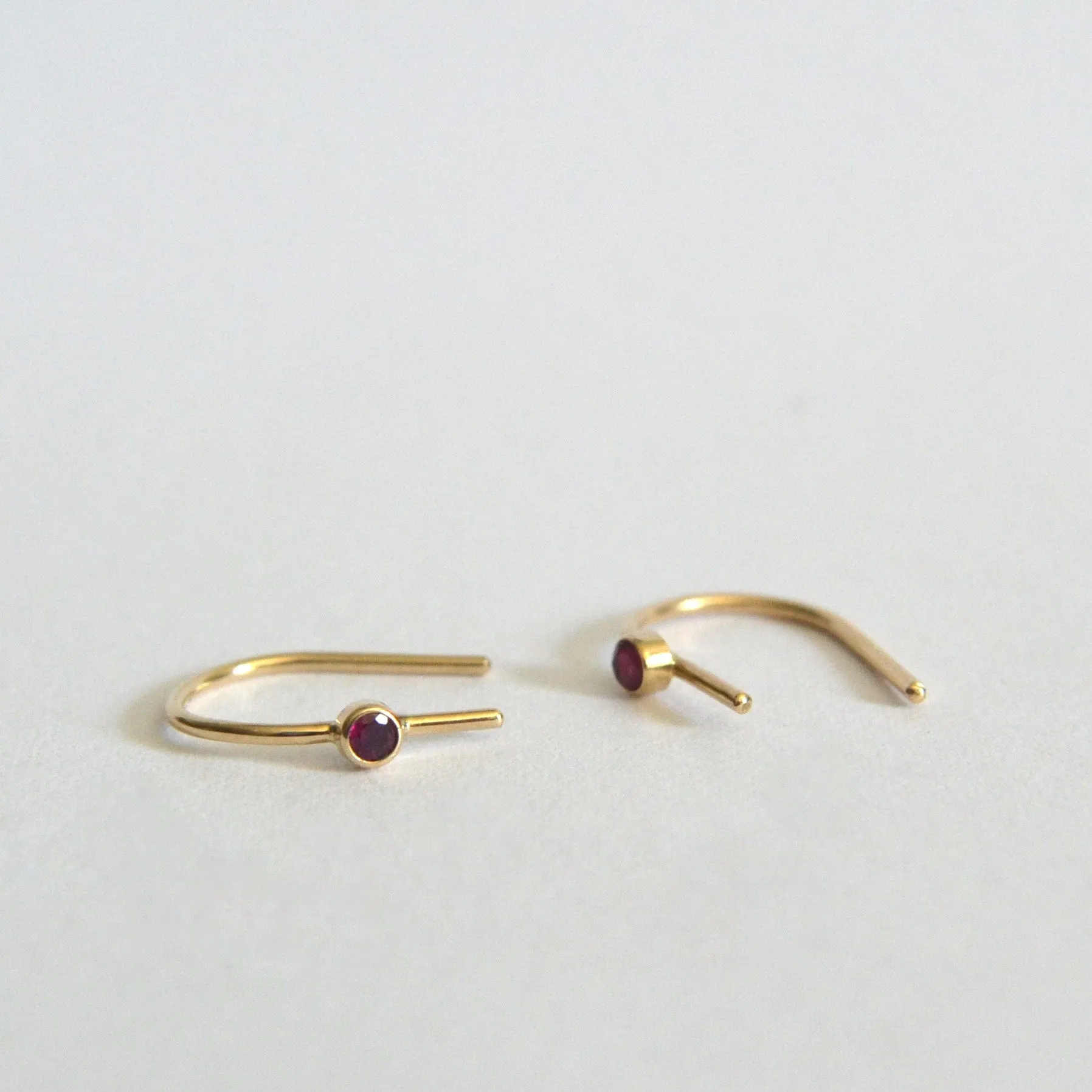 14k Ruby Arc Earrings