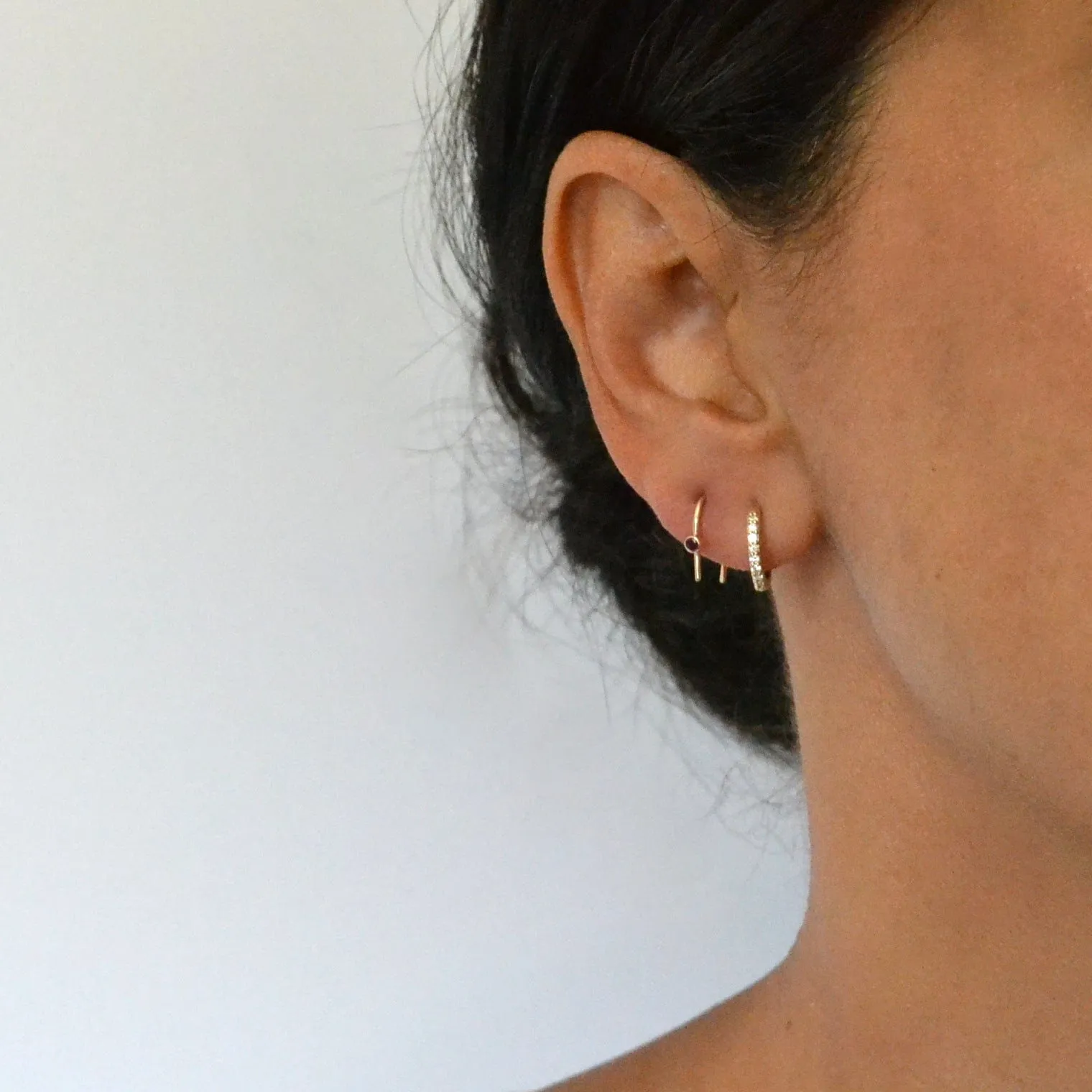 14k Ruby Arc Earrings