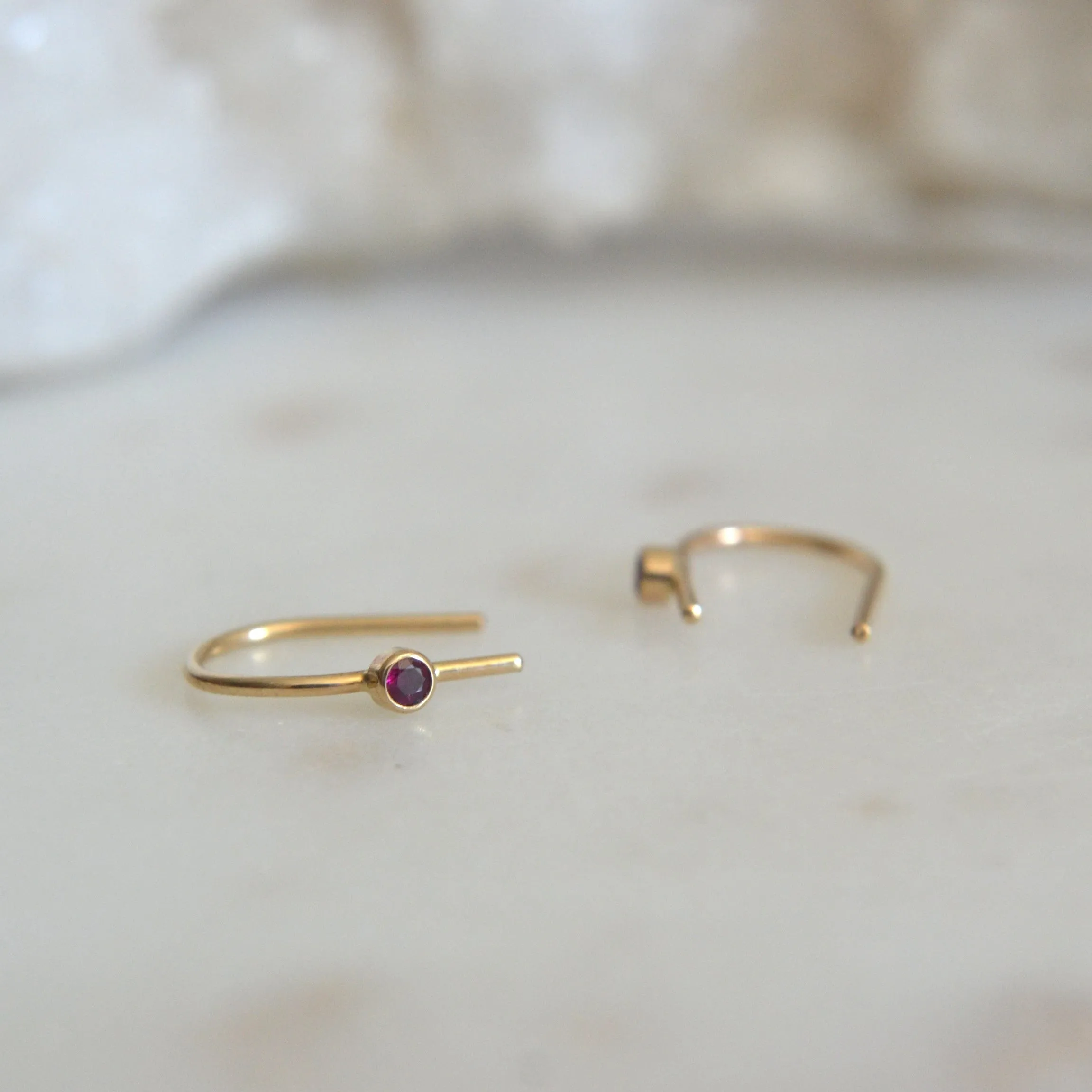 14k Ruby Arc Earrings