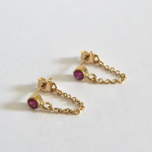 14k Ruby Chain Earrings