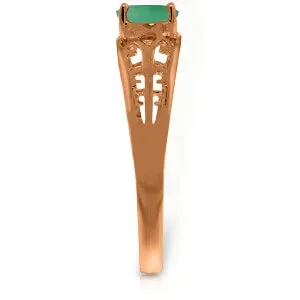 14K Solid Rose Gold Filigree Ring w/ Natural Emerald