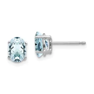 14KT GOLD 1.40 CTW OVAL AQUAMARINE EARRINGS