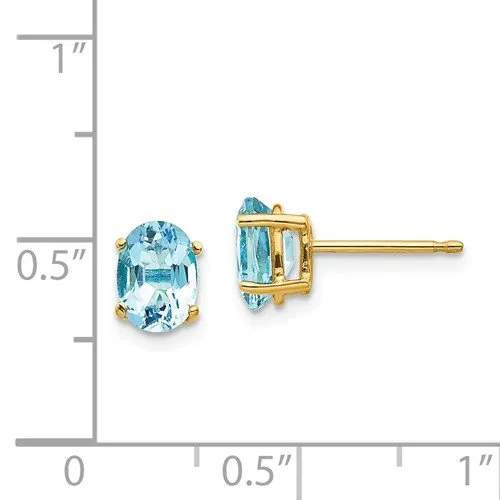 14KT GOLD 1.40 CTW OVAL AQUAMARINE EARRINGS