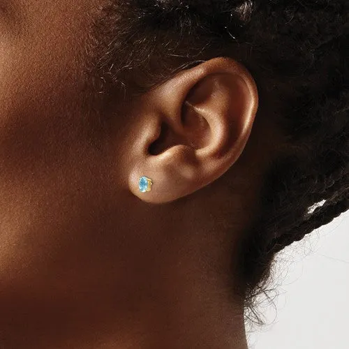 14KT GOLD 1.40 CTW OVAL AQUAMARINE EARRINGS