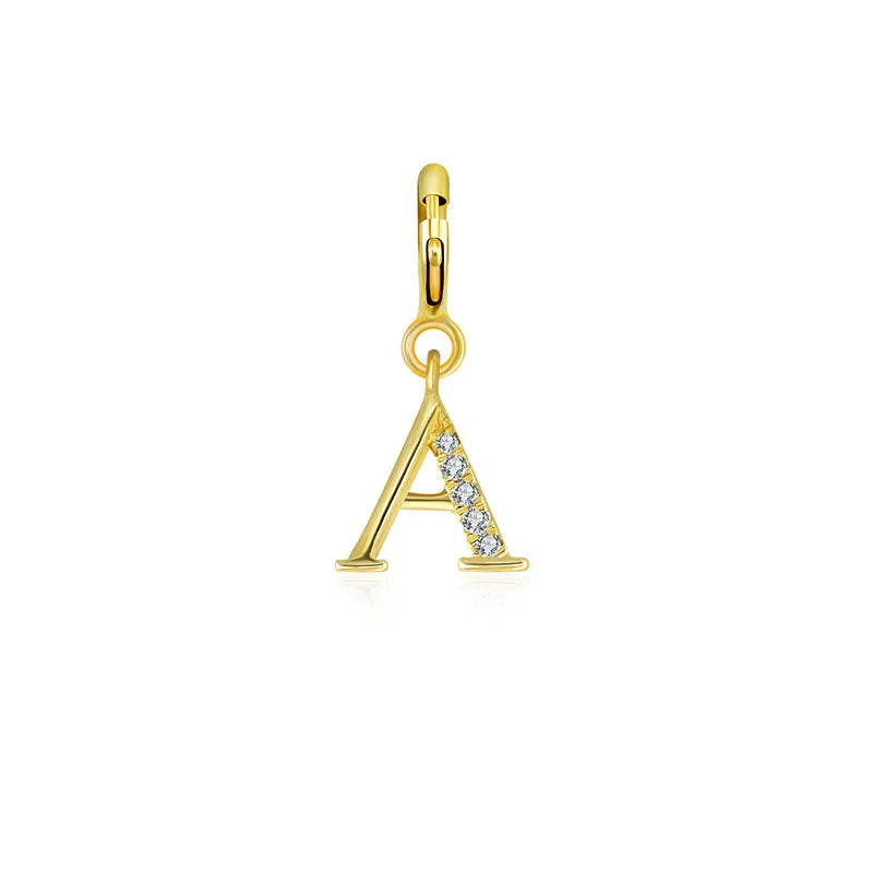 18k Gold Letter "A" Diamond Charms