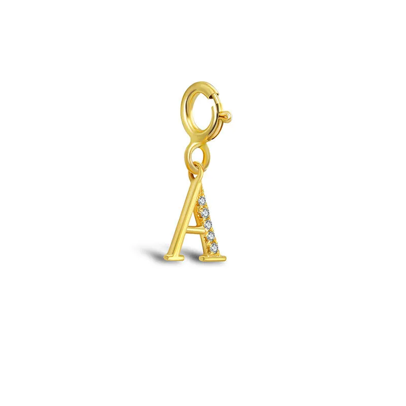 18k Gold Letter "A" Diamond Charms