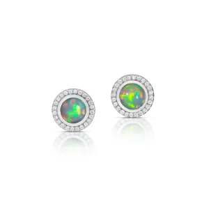 1.99 Carat Opal and Diamond Earrings