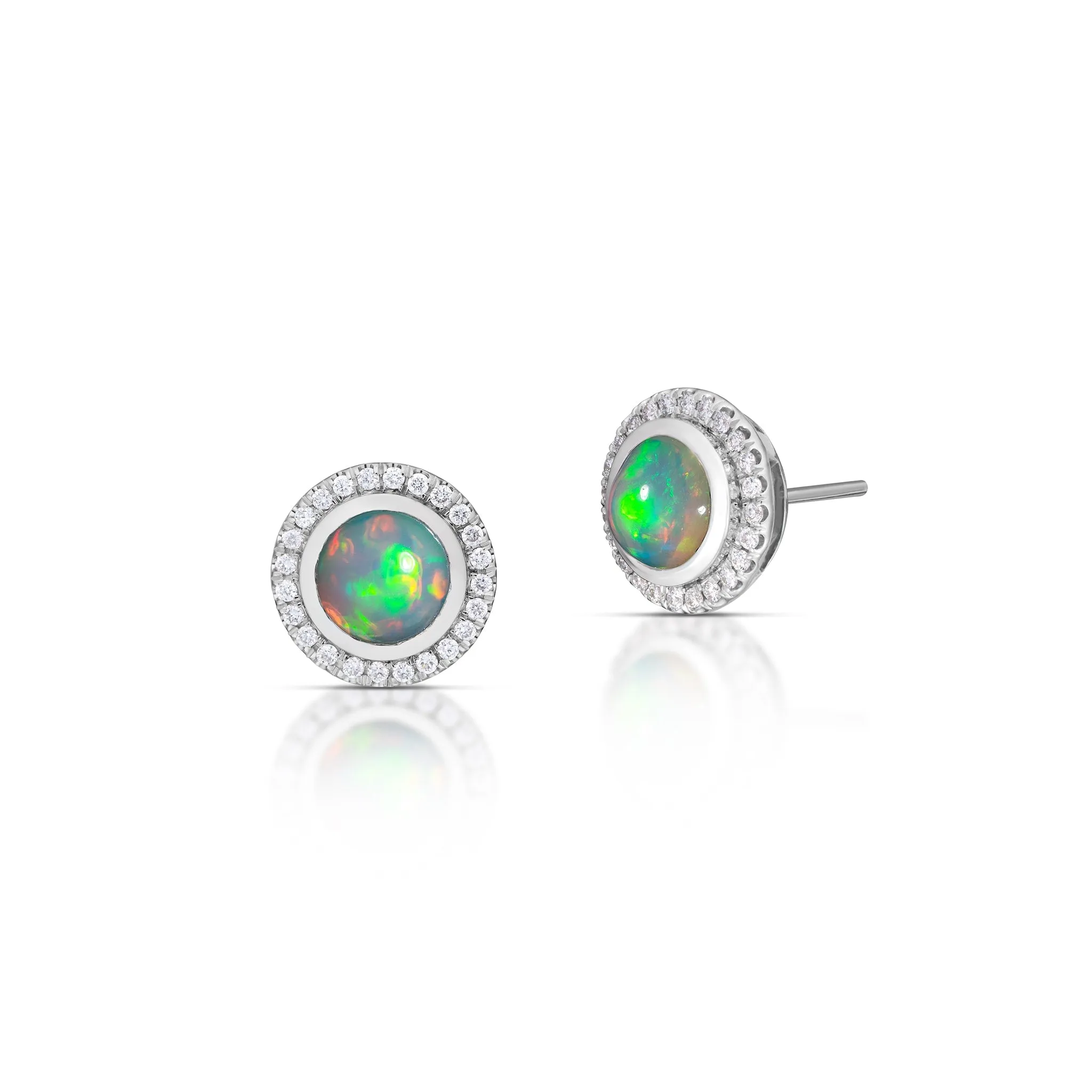 1.99 Carat Opal and Diamond Earrings