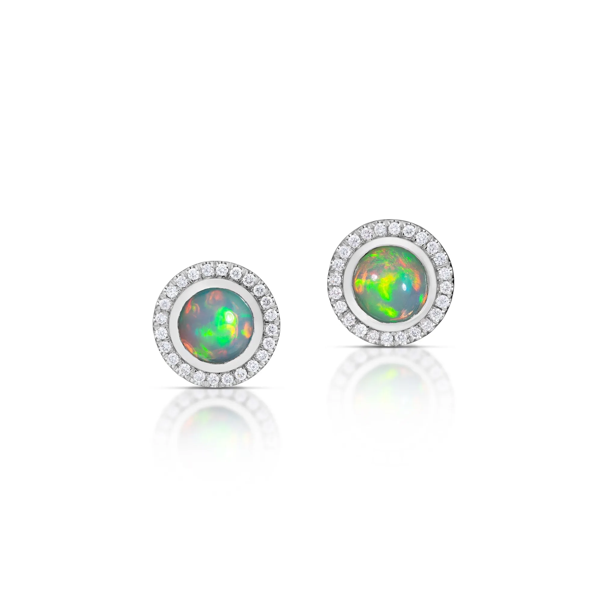 1.99 Carat Opal and Diamond Earrings