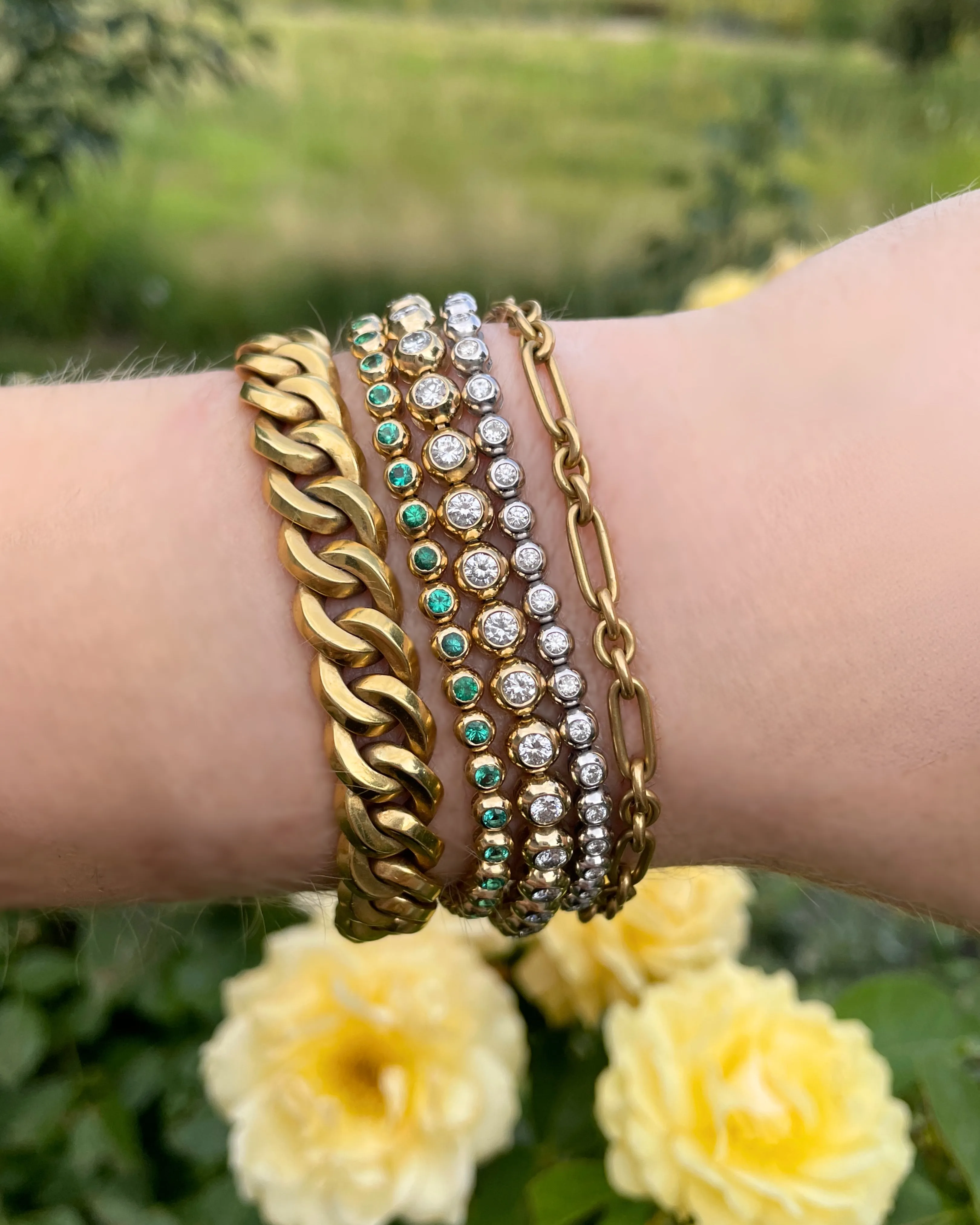 3GOG 18K XL Bubble Bracelet - Emerald, Ruby, or Sapphire - PREORDER DOWNPAYMENT