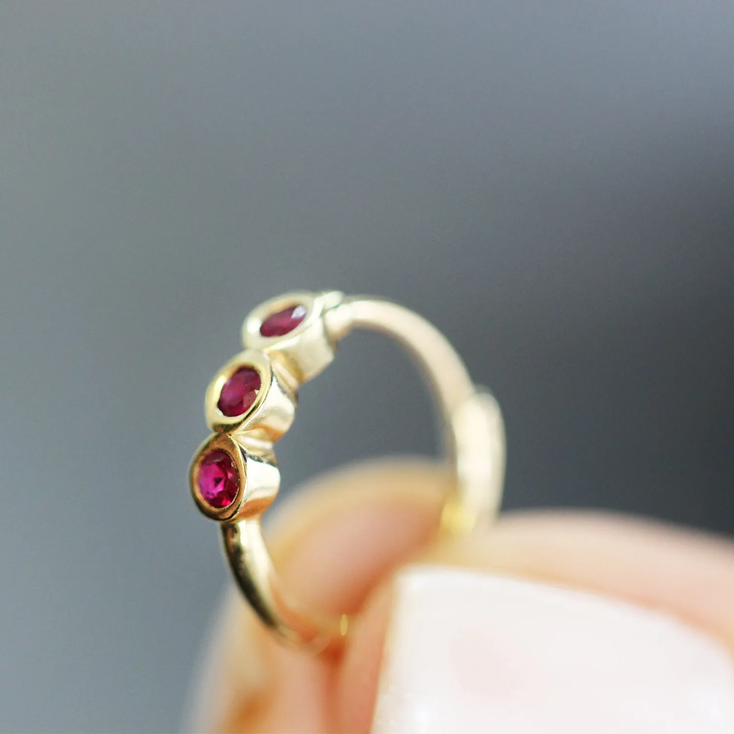 Alin Hoop Gold Earring with Ruby