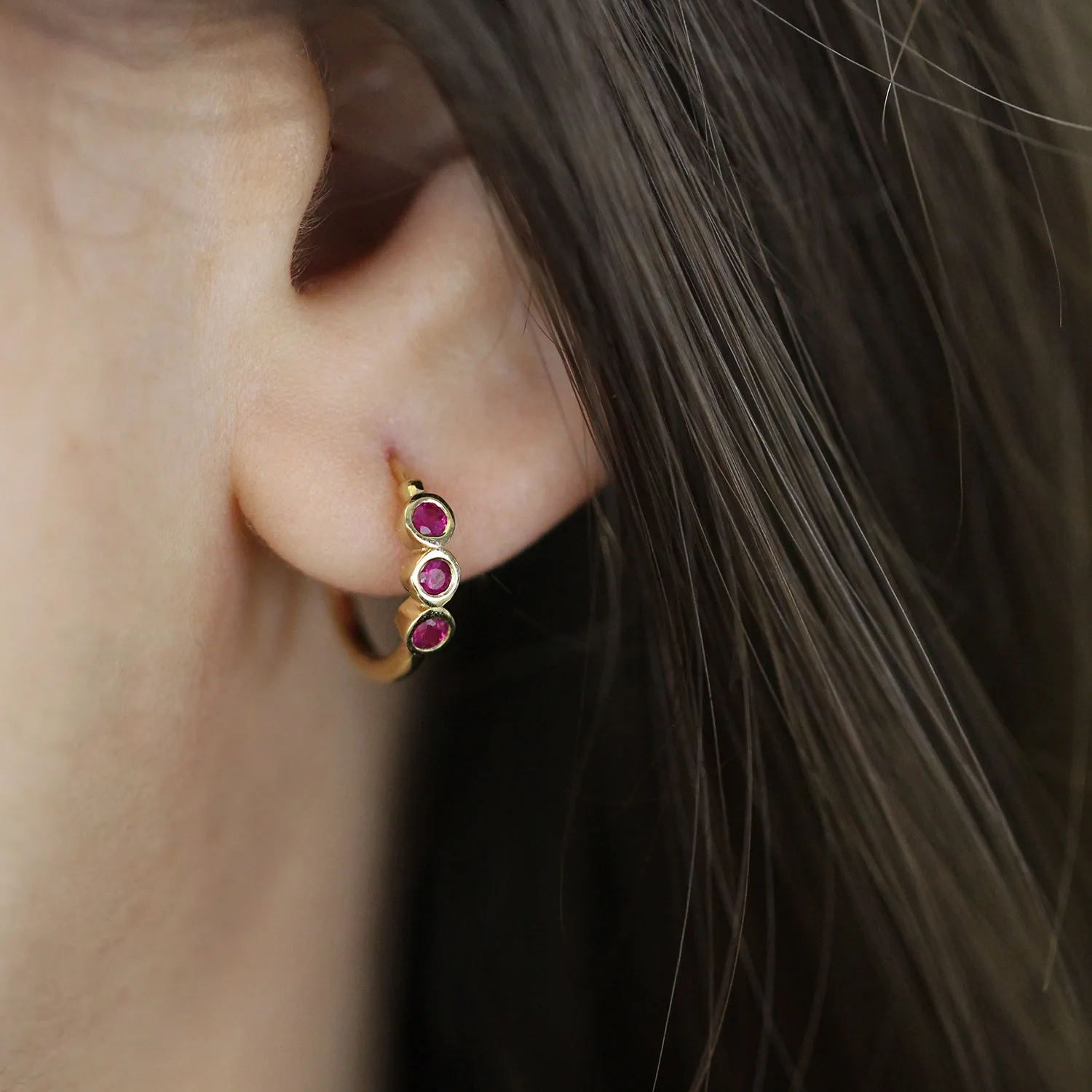 Alin Hoop Gold Earring with Ruby