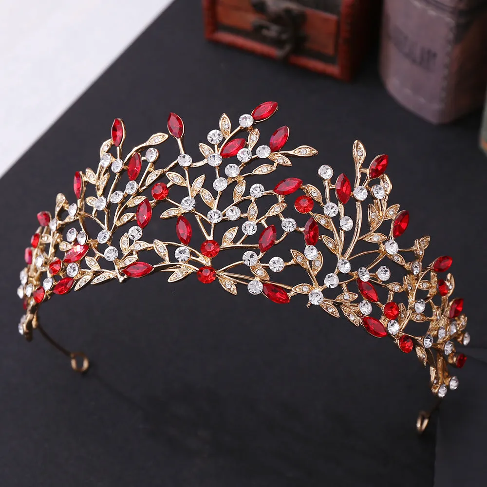American popular wedding hair accessories, headbands, forest leaf inlaid with rhinestone crystal, cross-border hot selling bridal crown