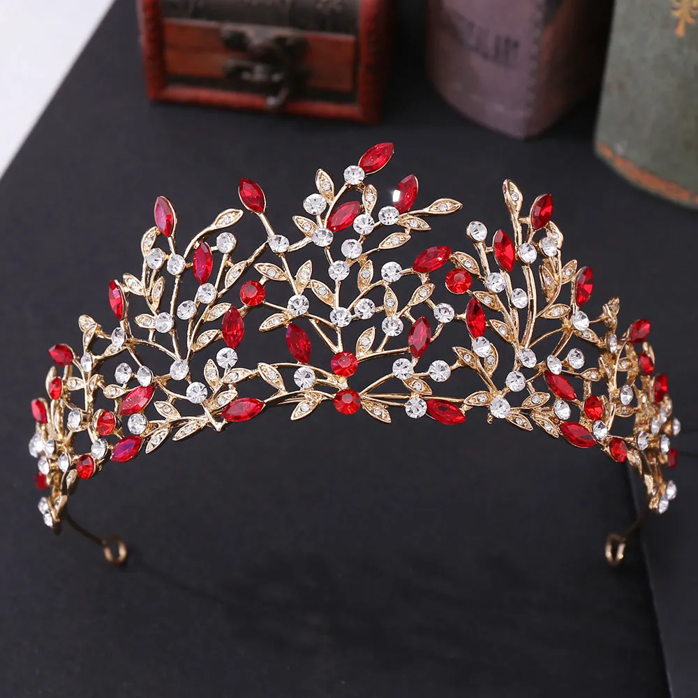 American popular wedding hair accessories, headbands, forest leaf inlaid with rhinestone crystal, cross-border hot selling bridal crown