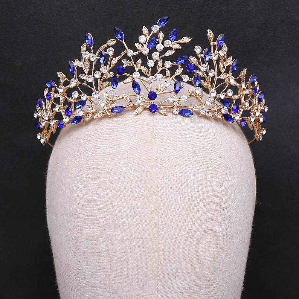 American popular wedding hair accessories, headbands, forest leaf inlaid with rhinestone crystal, cross-border hot selling bridal crown