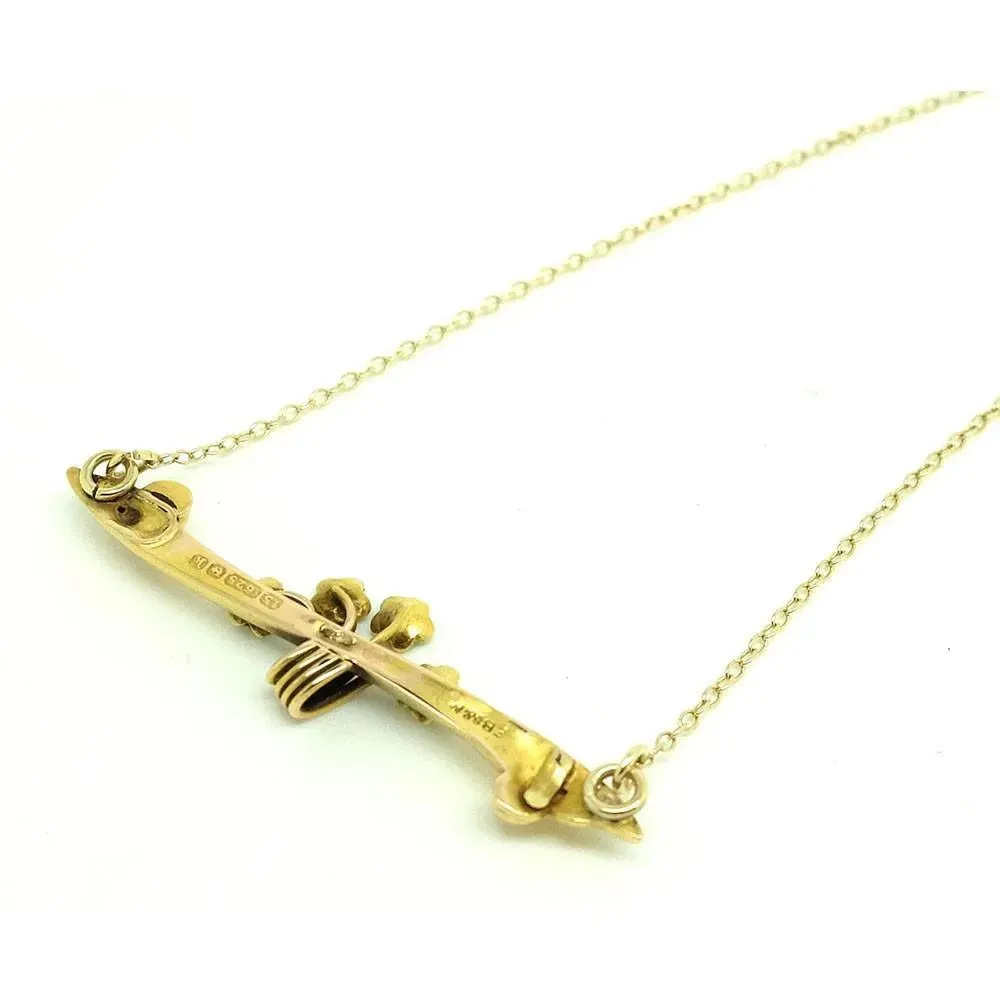 Antique Edwardian 1909 Pearl Floral 15ct Gold Conversion Necklace