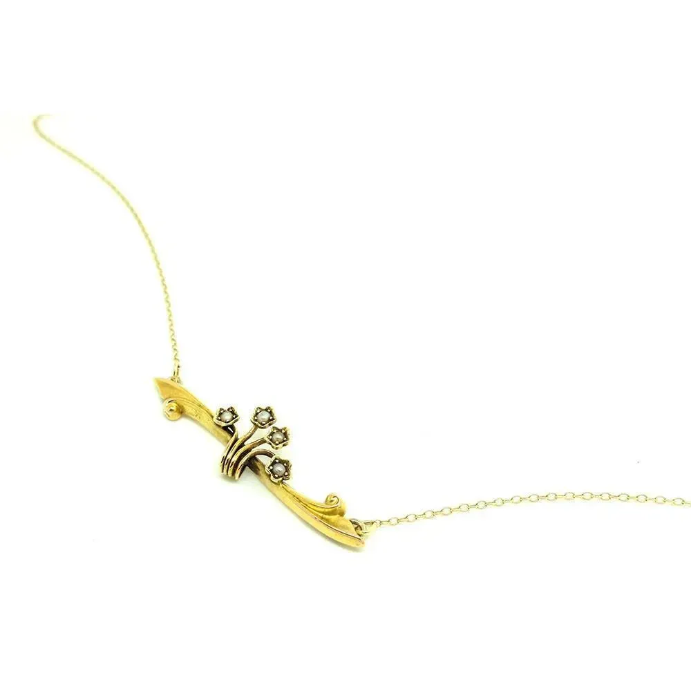 Antique Edwardian 1909 Pearl Floral 15ct Gold Conversion Necklace