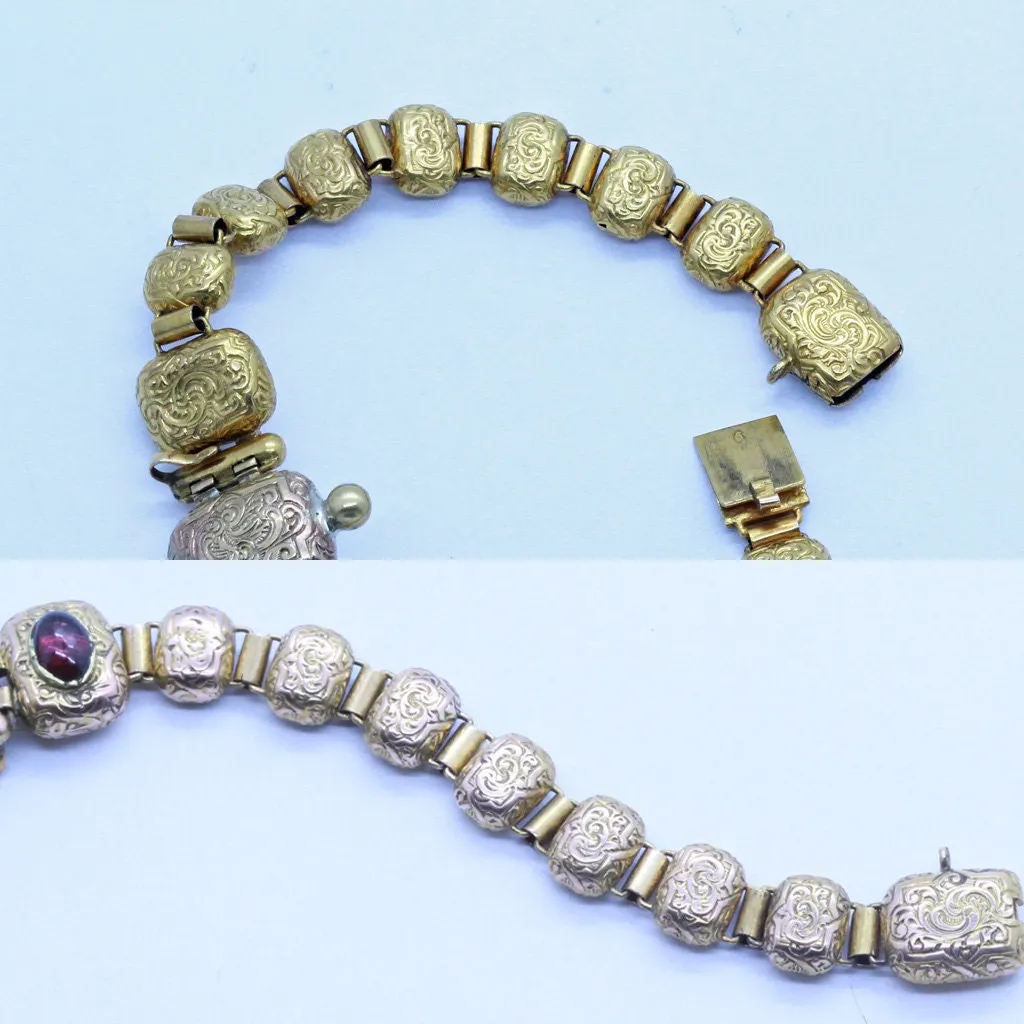 Antique Georgian Bracelet Bangle 18k Gold Garnets Carbuncles French (6800)
