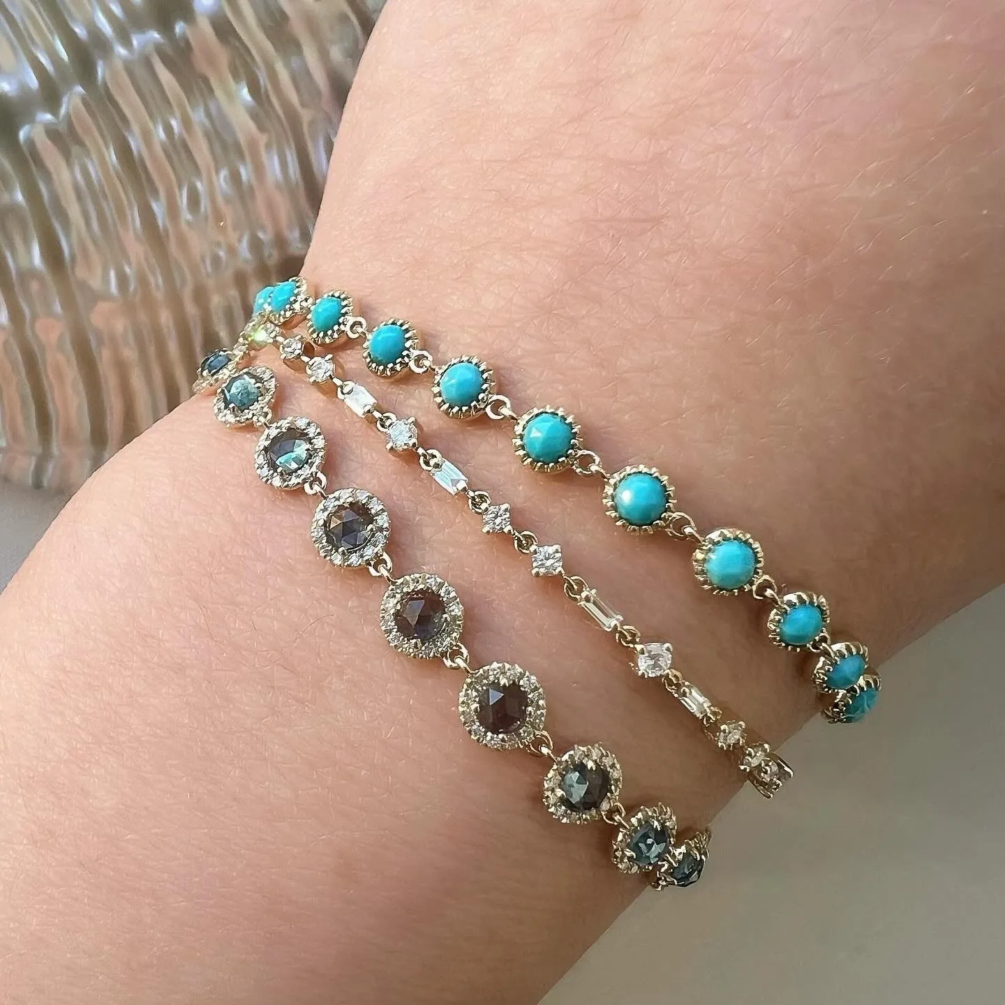 Baguette and Round Diamond Confetti Bracelet