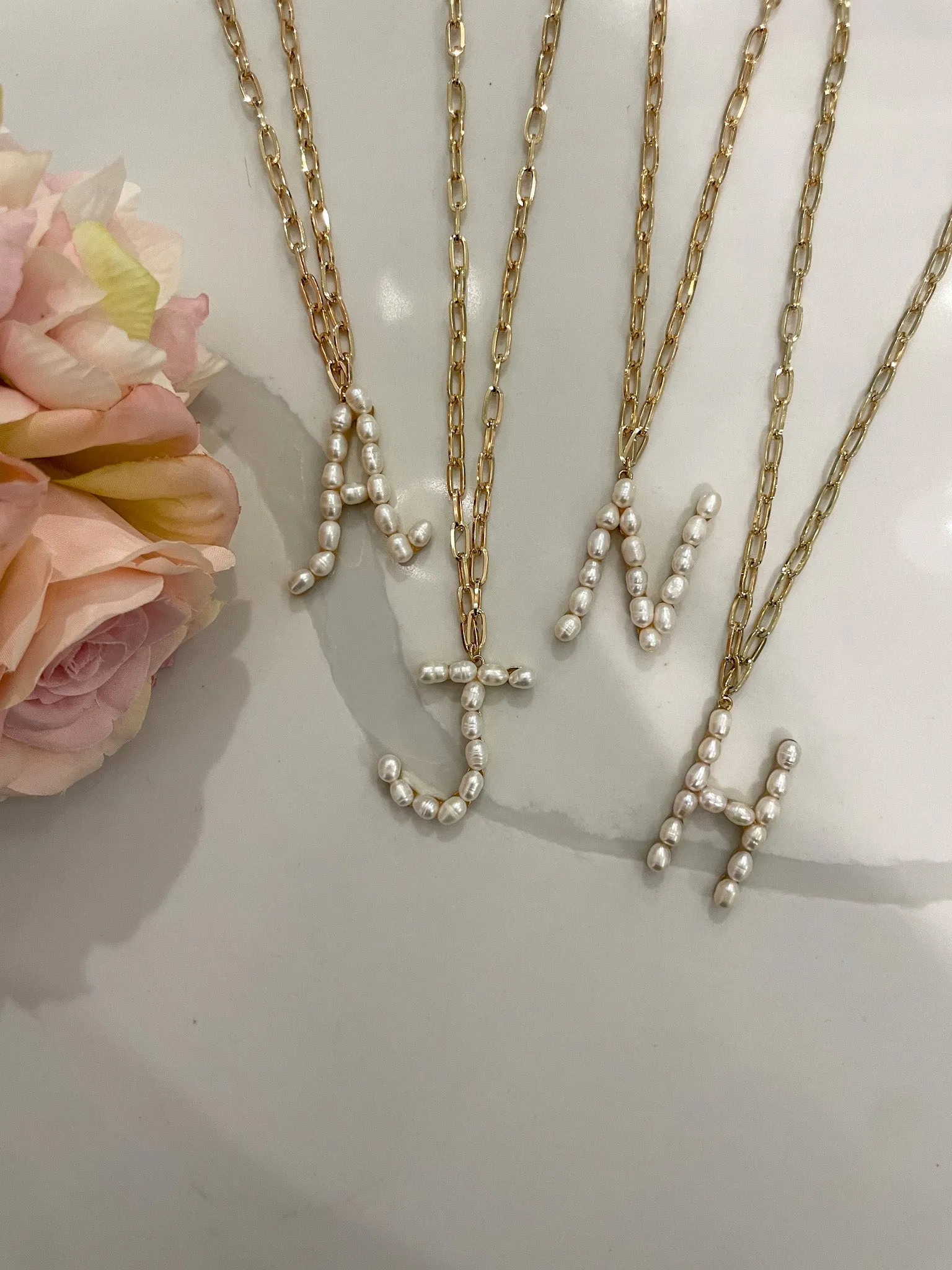 *BELLES & DOORBUSTER* Pearl Initial Necklaces *FINAL SALE*