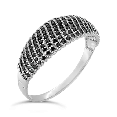 Black & White Diamond Swirl Bangle Bracelet