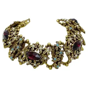 Book Link Bracelet with Red Stone