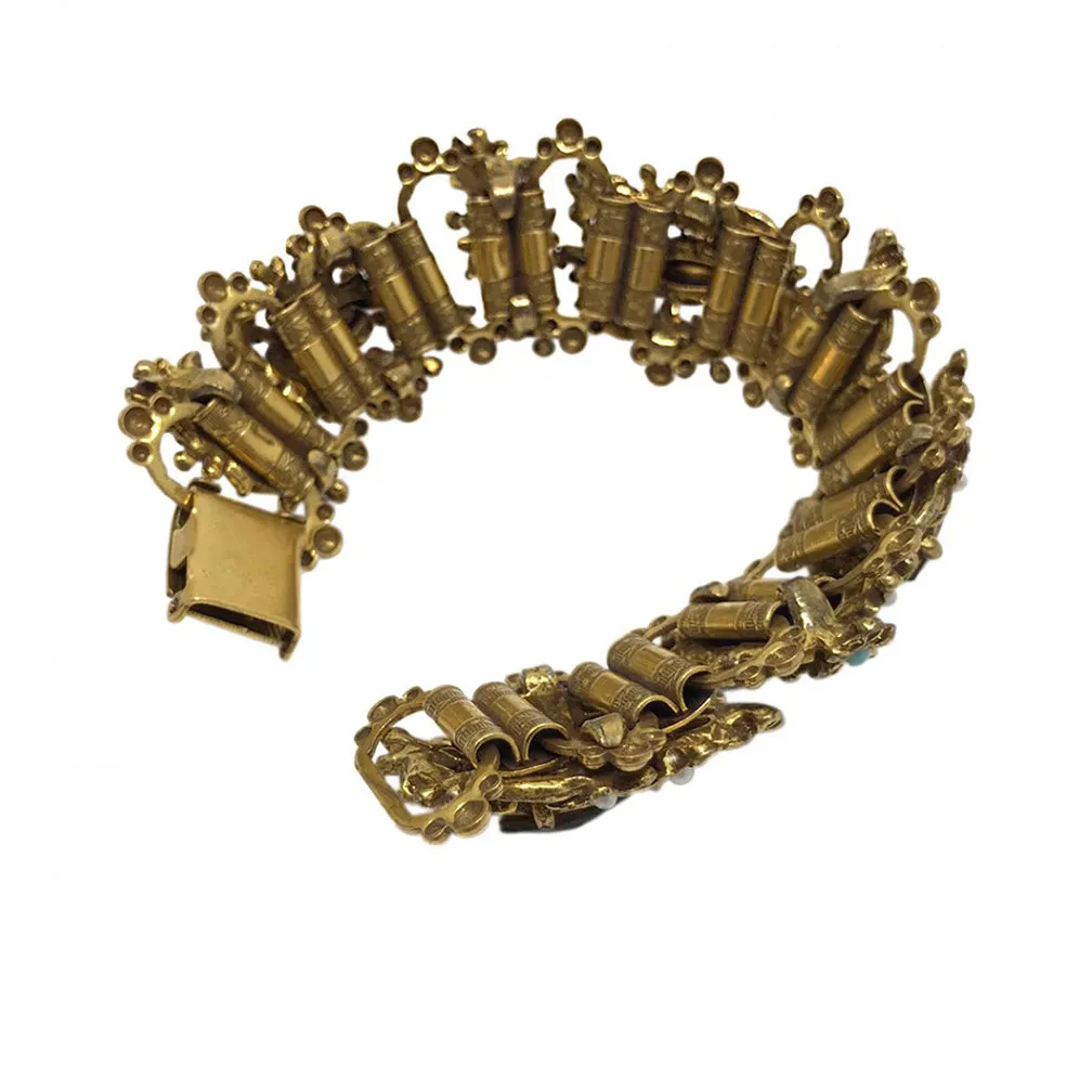 Book Link Bracelet with Red Stone