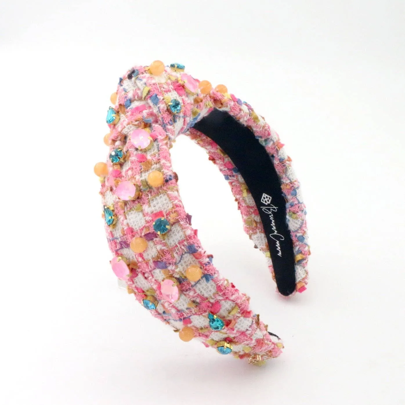 Bubblegum Tweed Headband with Crystals