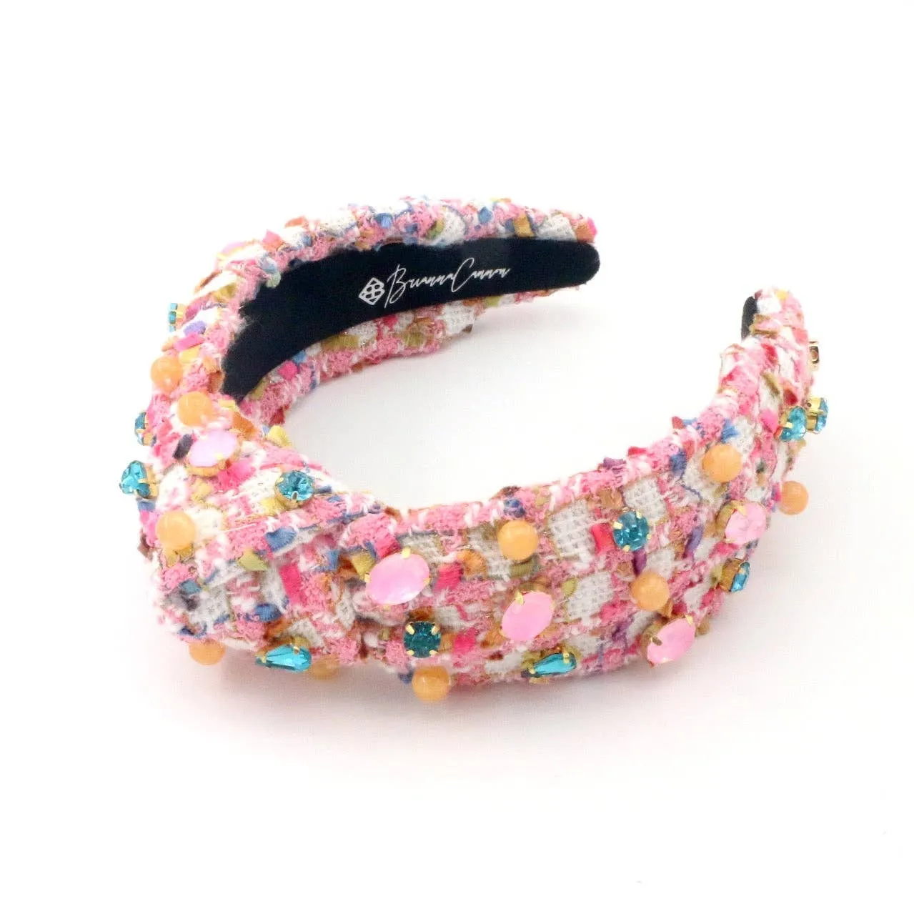 Bubblegum Tweed Headband with Crystals