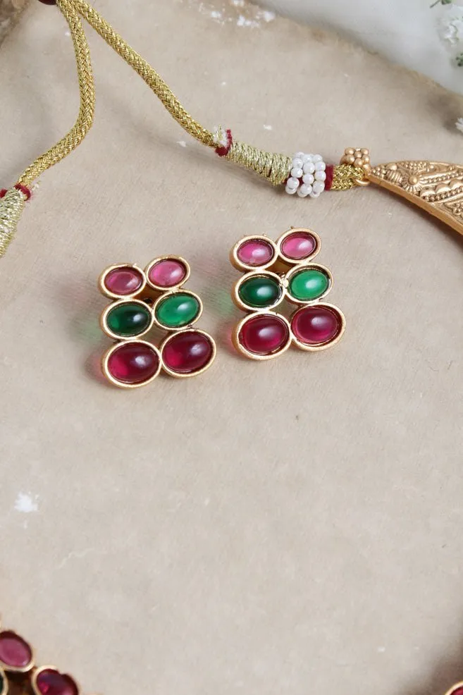 Budgetted Ruby Green Oval Choker