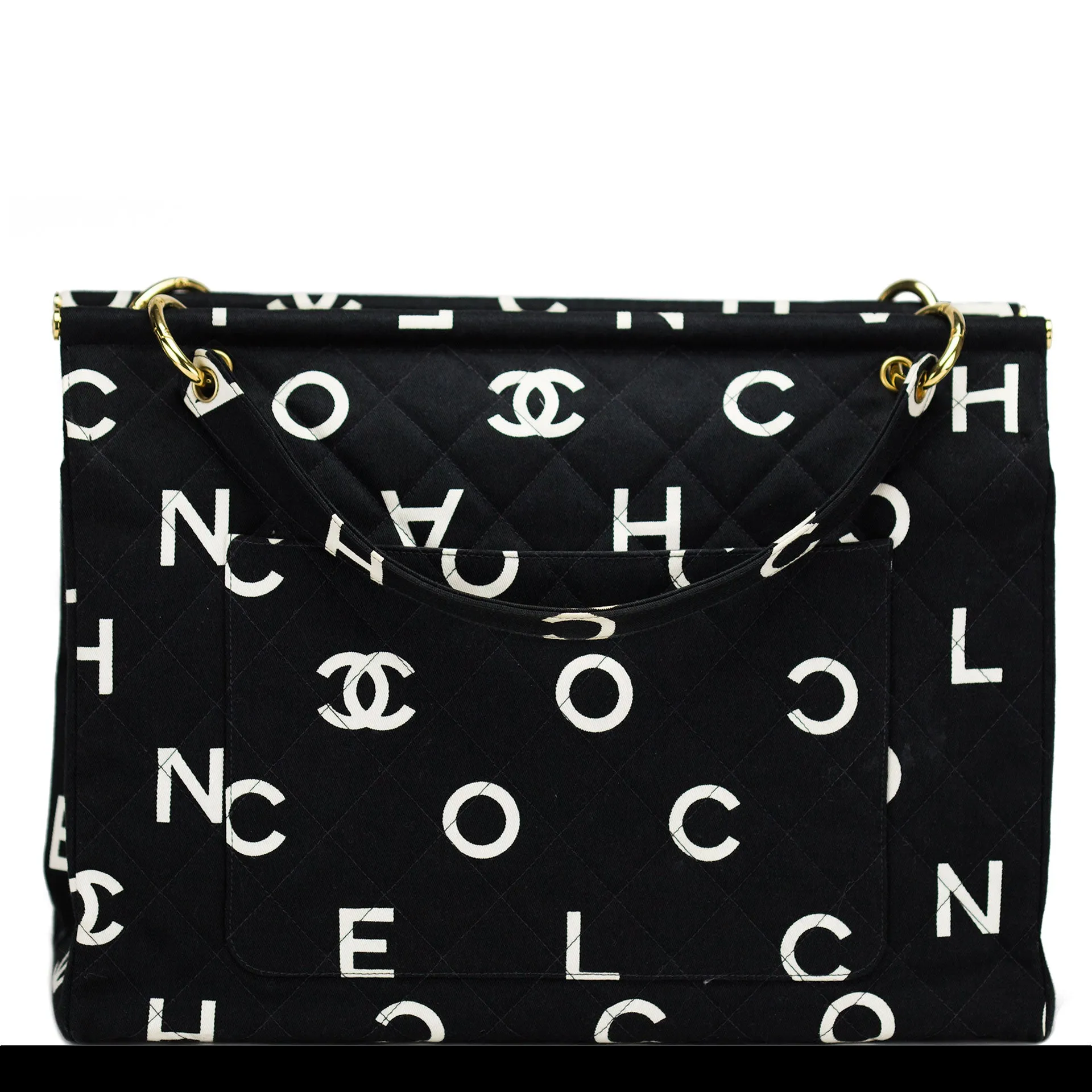 Chanel Vintage Logo Letters Rare Tote