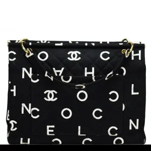 Chanel Vintage Logo Letters Rare Tote