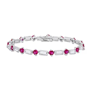 Created Ruby and Created White Sapphire Sterling Silver Bracelet