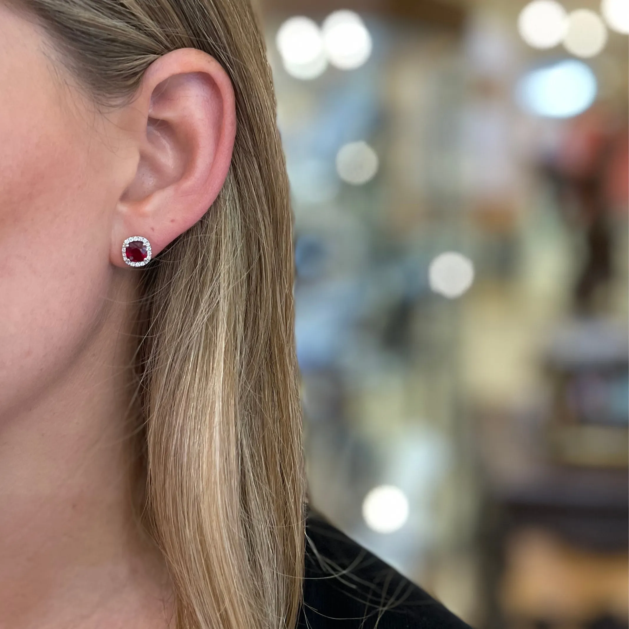 Daisy Exclusive Ruby and Diamond 18k Gold Earrings