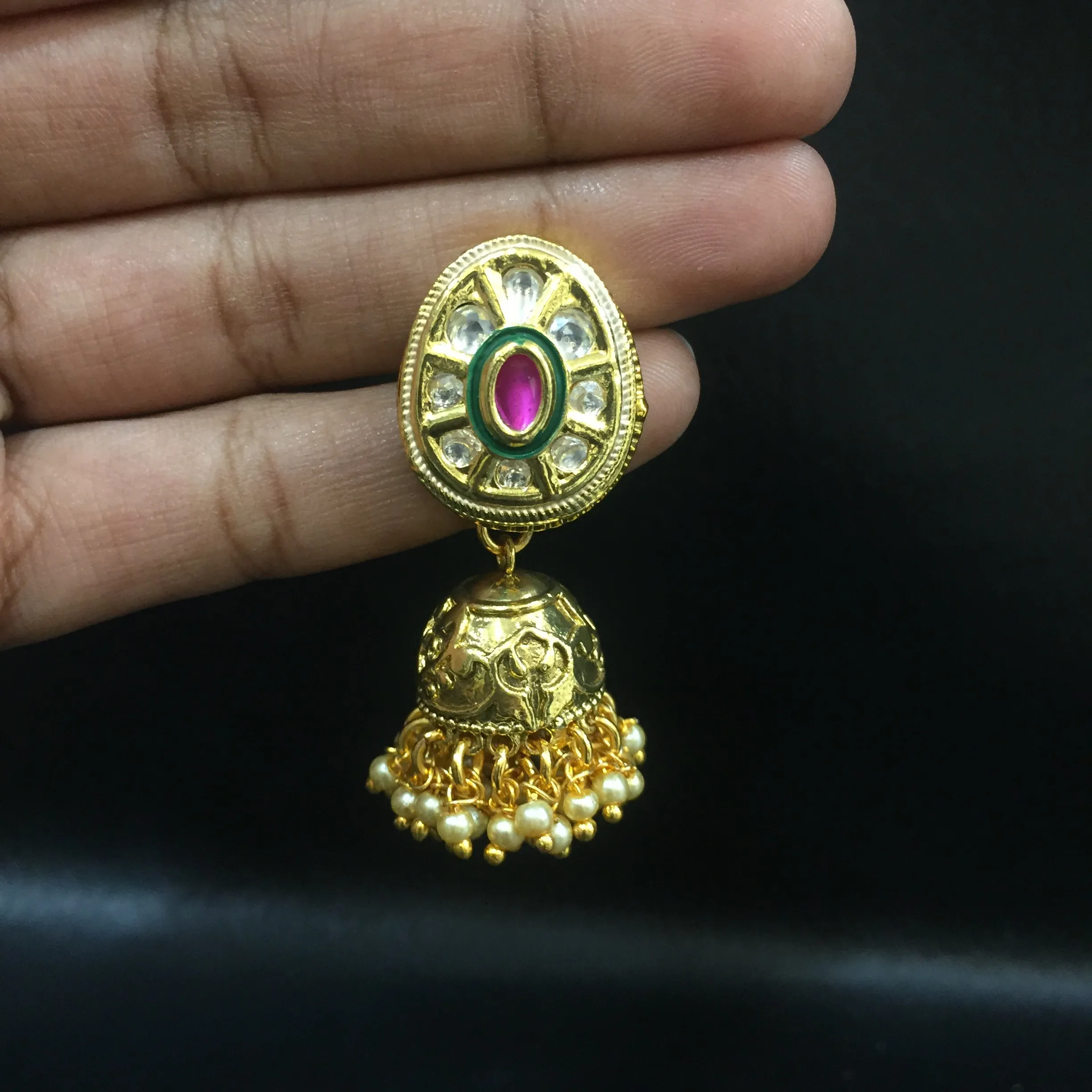 Designer Kundan Jhumki with Pearls 2878-100