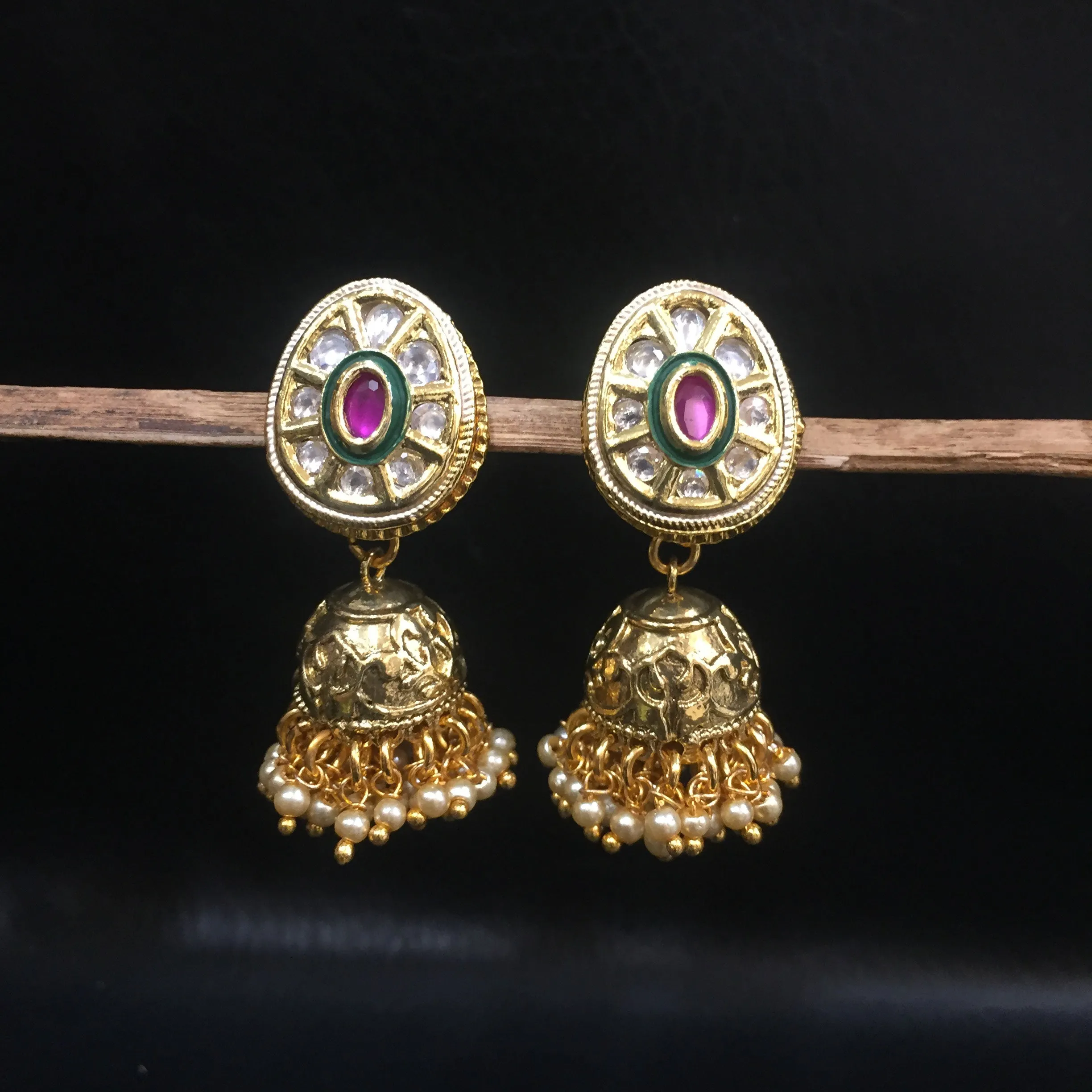 Designer Kundan Jhumki with Pearls 2878-100
