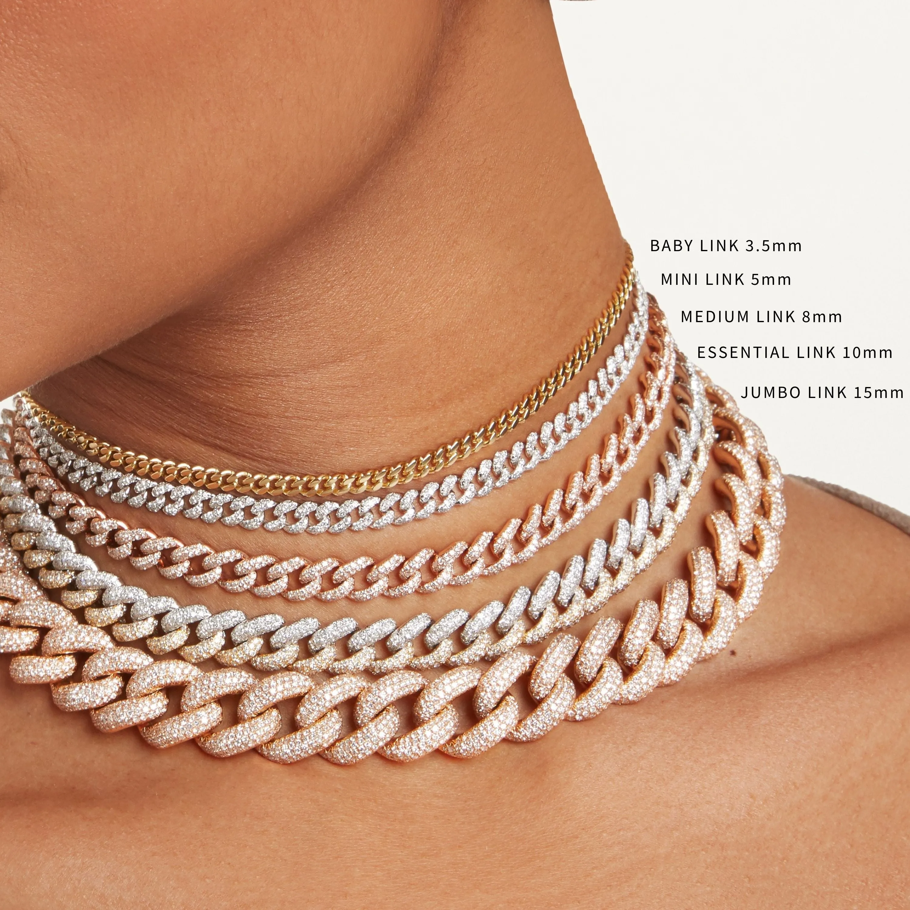 DIAMOND EMERALD CUT PAVE MEDIUM LINK NECKLACE