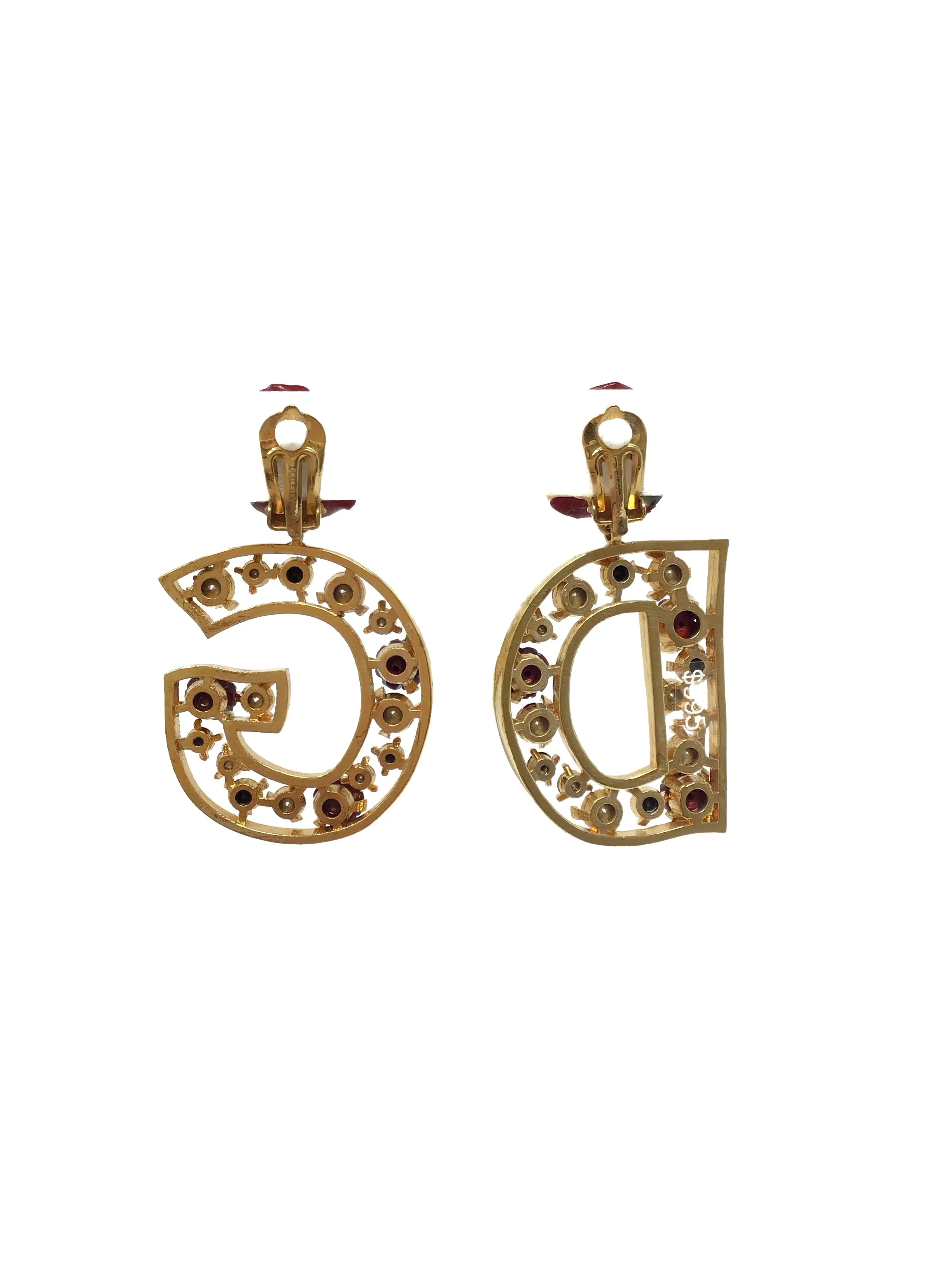 Dolce & Gabbana WB! DG Logo Rose Post Crystal Clip-On Earrings