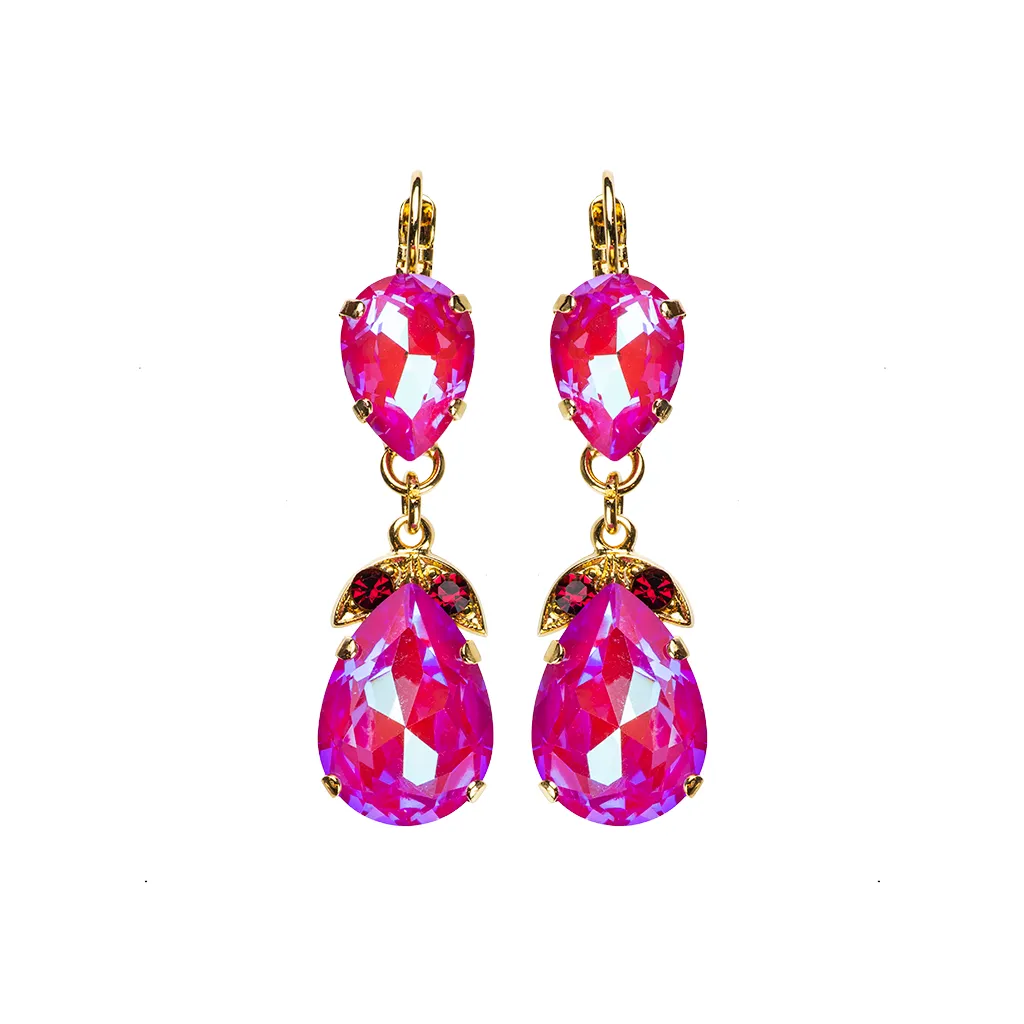 Double Pear Embellished Leverback Earrings in Sun-Kissed "Blush" *Custom*