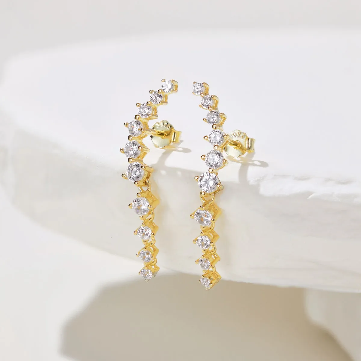Dream Ear Climber Crystal Drop Earrings - Gold