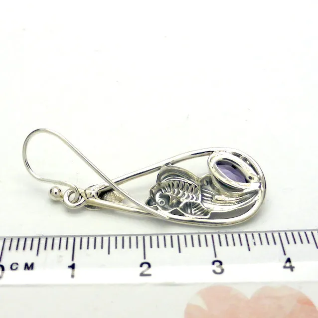 Garnet Earrings, Faceted Marquis, Floral Pattern 925 Silver