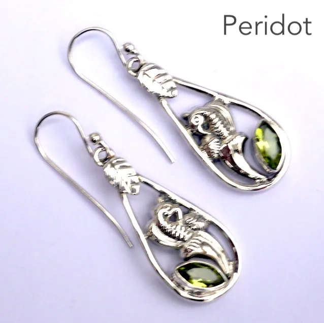 Garnet Earrings, Faceted Marquis, Floral Pattern 925 Silver