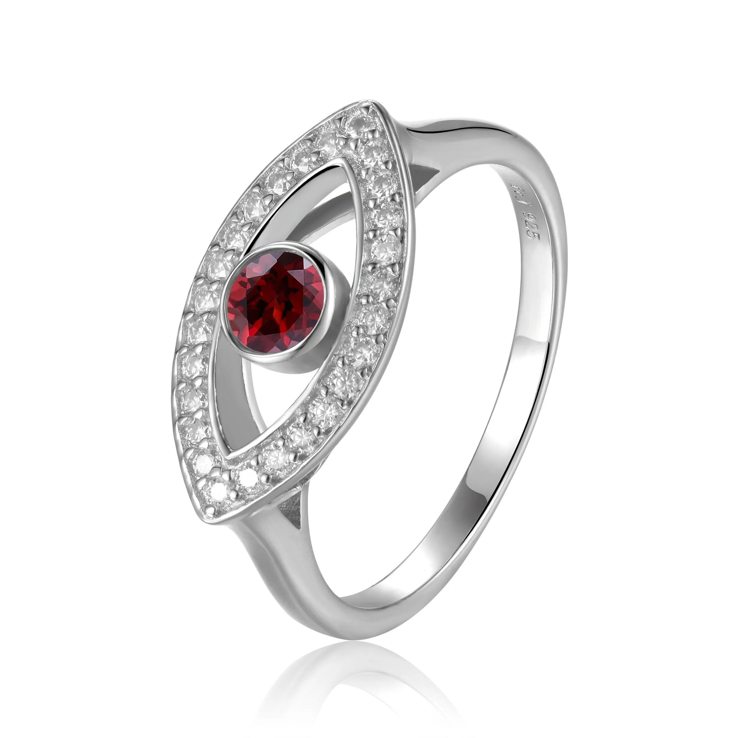 Garnet Evil Eye Ring
