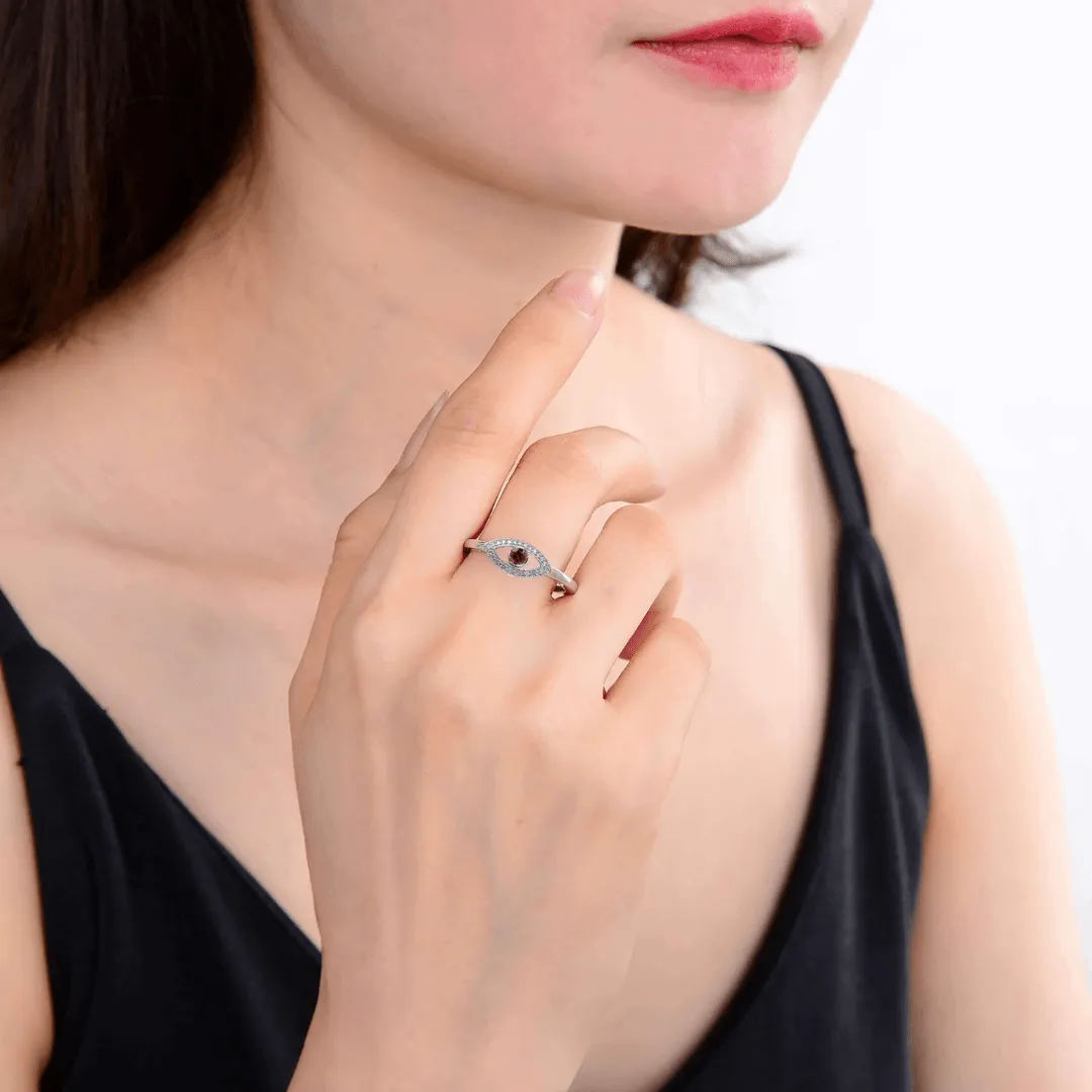 Garnet Evil Eye Ring