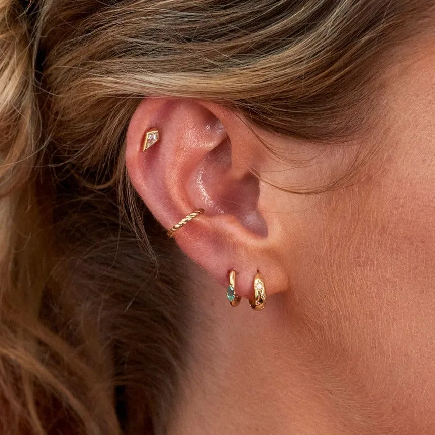 Gold Starry Kyoto Opal Huggie Hoop Earrings
