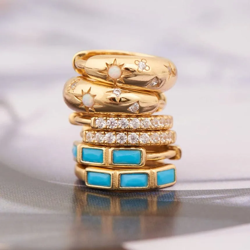 Gold Starry Kyoto Opal Huggie Hoop Earrings