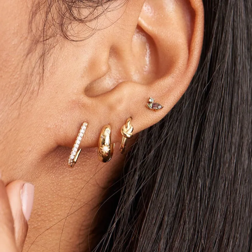 Gold Starry Kyoto Opal Huggie Hoop Earrings